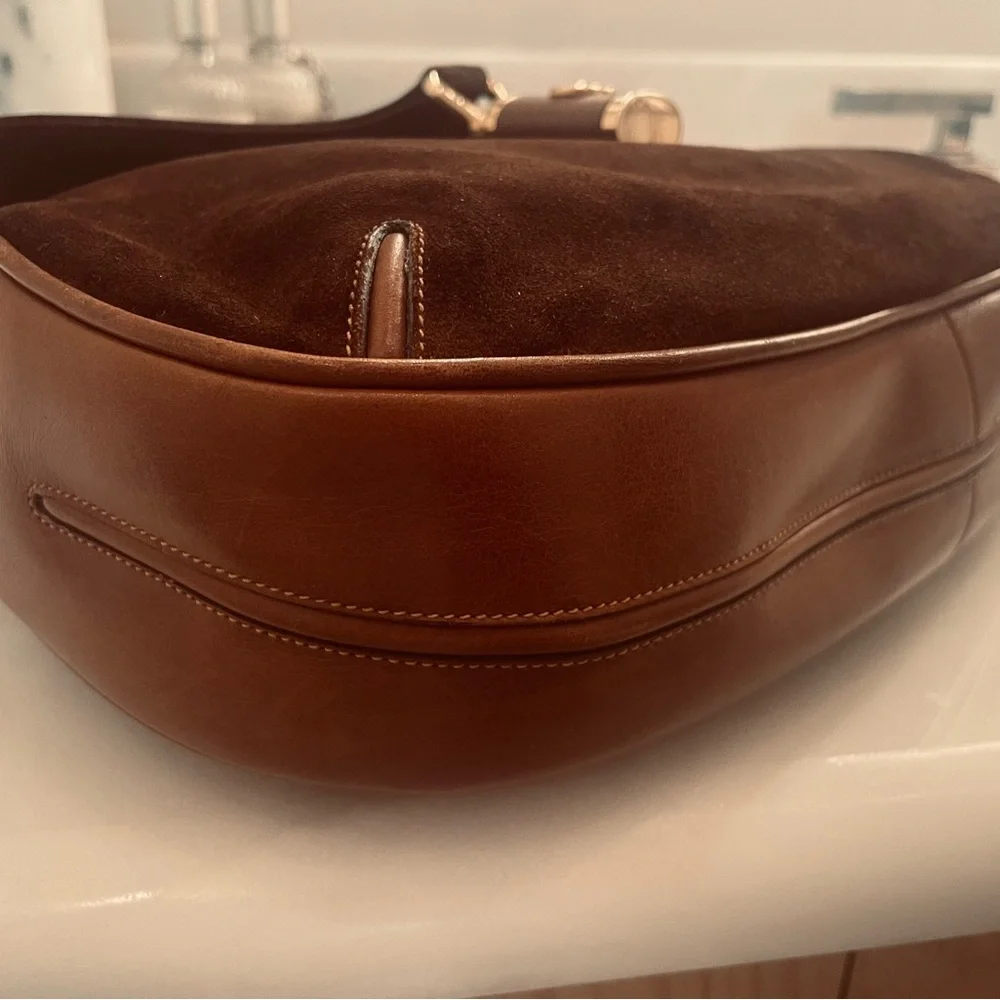❌SOLD❌ Authentic Gucci Bolso de hombro Brown Suede and Bamboo Vintage Bag - Picture 13 of 14